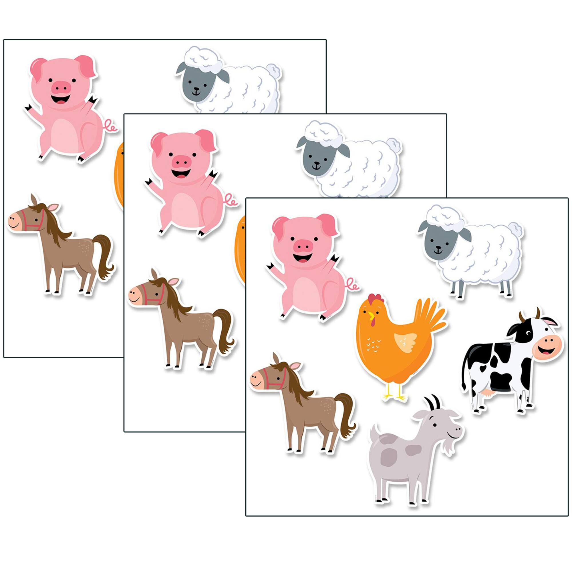 Creative Teaching Press® Farm Friends 6" Designer Cut-Outs, 3 Packs of 36